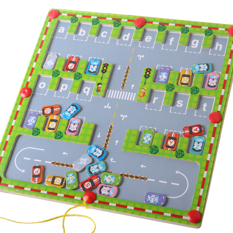 Wooden Magnetic Alphabet Maze Toy for Kids