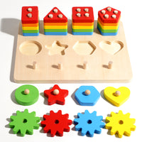 3-in-1 Wooden Geometric Matching Toy