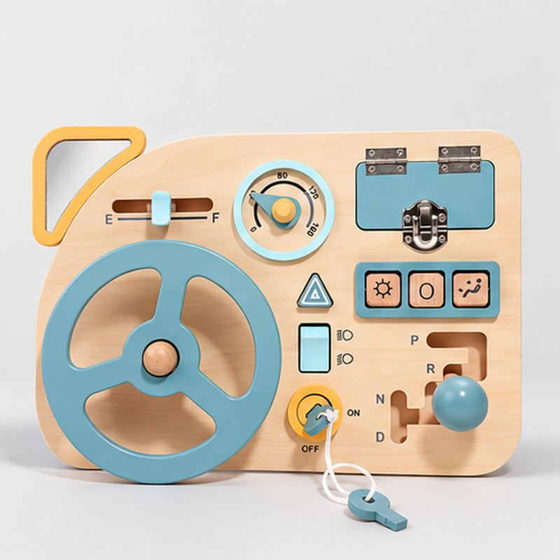 Wooden Driving Steering Wheel Toy