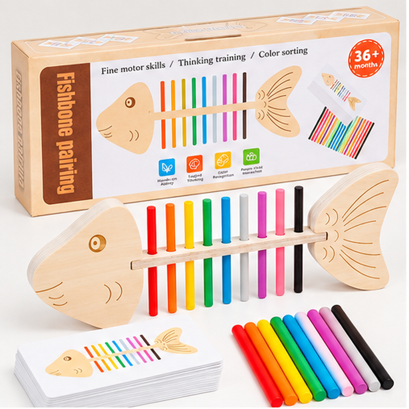 Montessori Fishbone Colour Matching Game