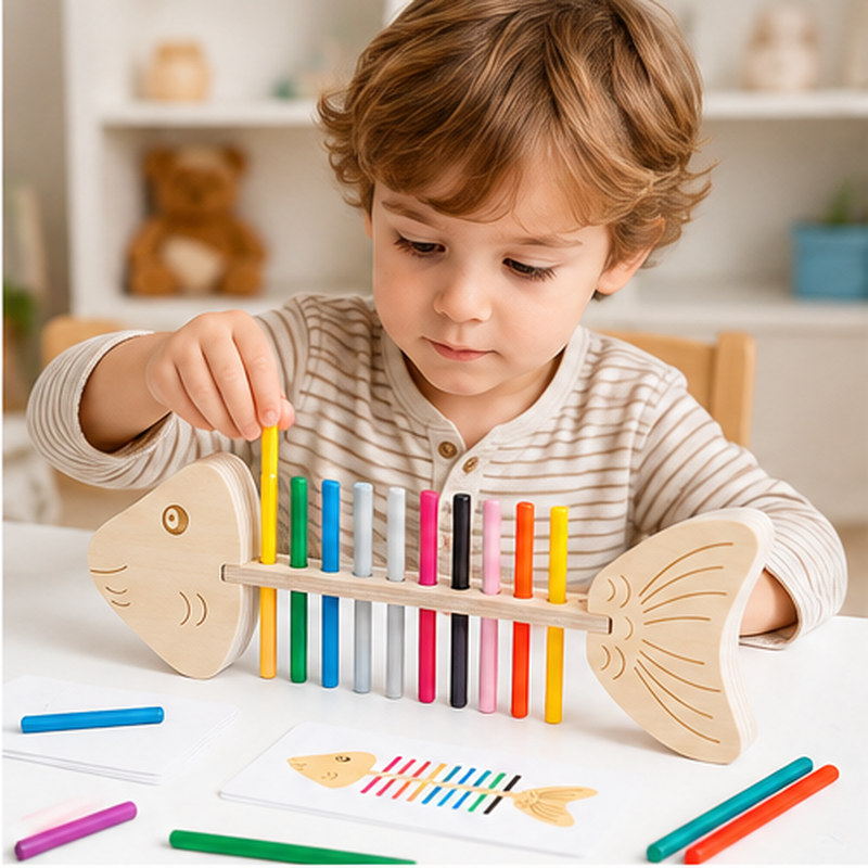 Montessori Fishbone Colour Matching Game