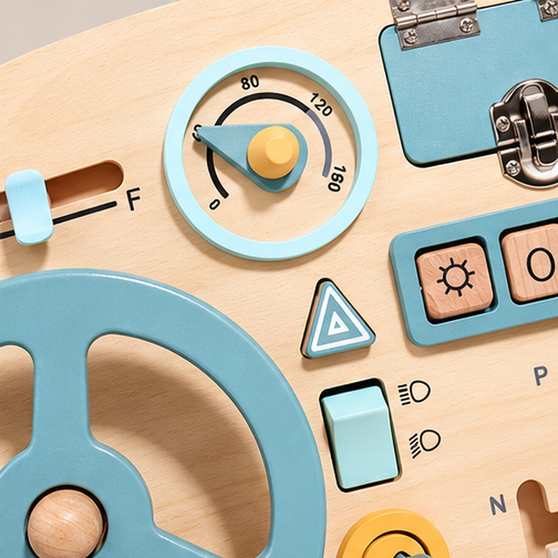 Wooden Driving Steering Wheel Toy