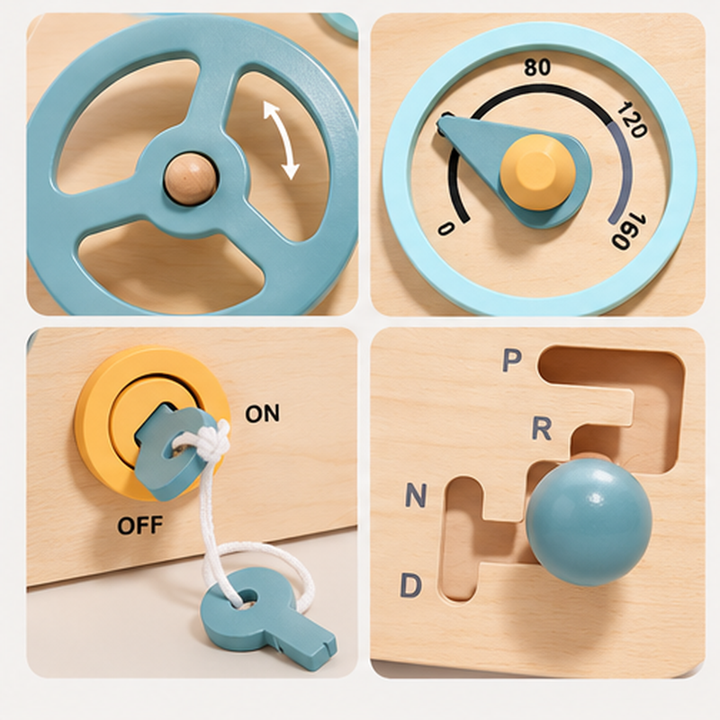 Wooden Driving Steering Wheel Toy