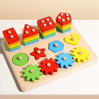 3-in-1 Wooden Geometric Matching Toy