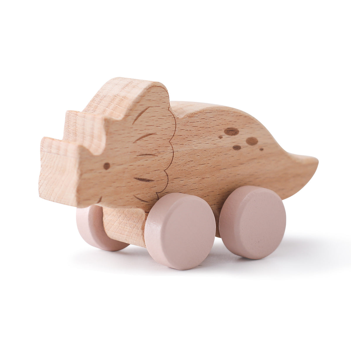 1 piece of birch wood Montessori toy dinosaur with wheels, multi-variant style