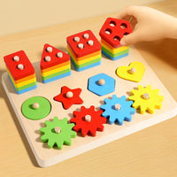 3-in-1 Wooden Geometric Matching Toy