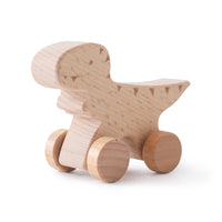 1 piece of birch wood Montessori toy dinosaur with wheels, multi-variant style