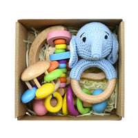 Handmade Crochet Wooden Animal Rattle