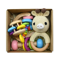 Handmade Crochet Wooden Animal Rattle