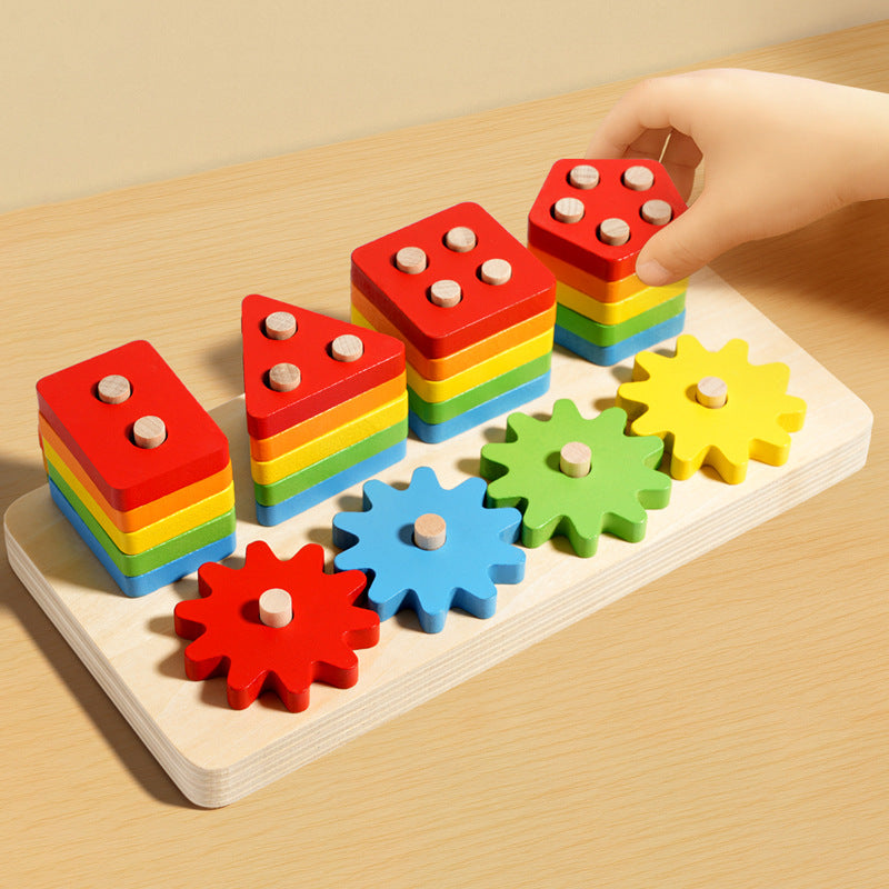 3-in-1 Wooden Geometric Matching Toy