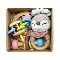 Handmade Crochet Wooden Animal Rattle