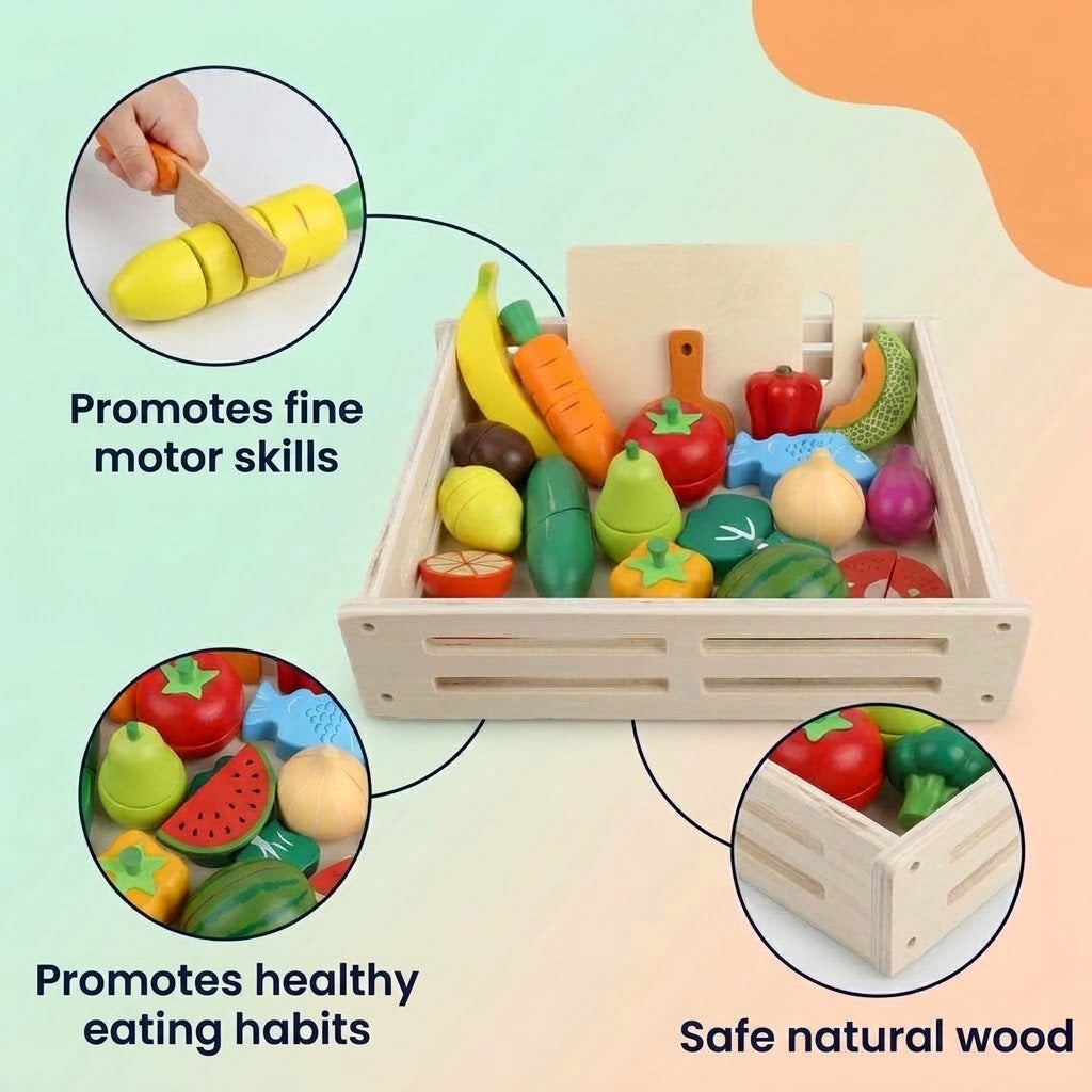 Wooden Vegetable & Fruit Cutting Set