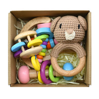 Handmade Crochet Wooden Animal Rattle
