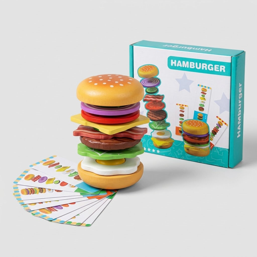 Montessori Wooden Hamburger Stacking Toy