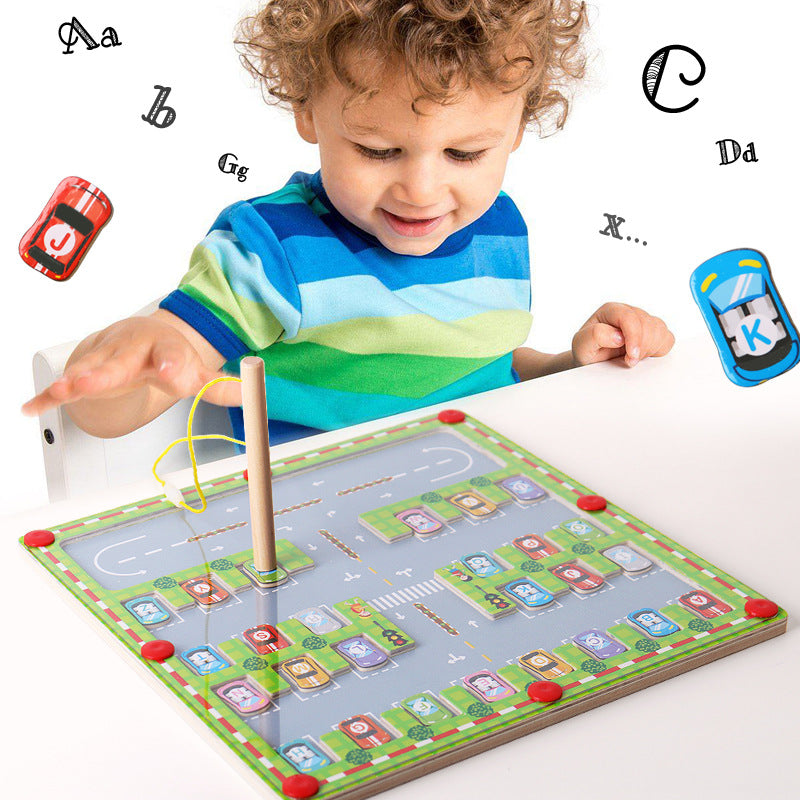 Wooden Magnetic Alphabet Maze Toy for Kids