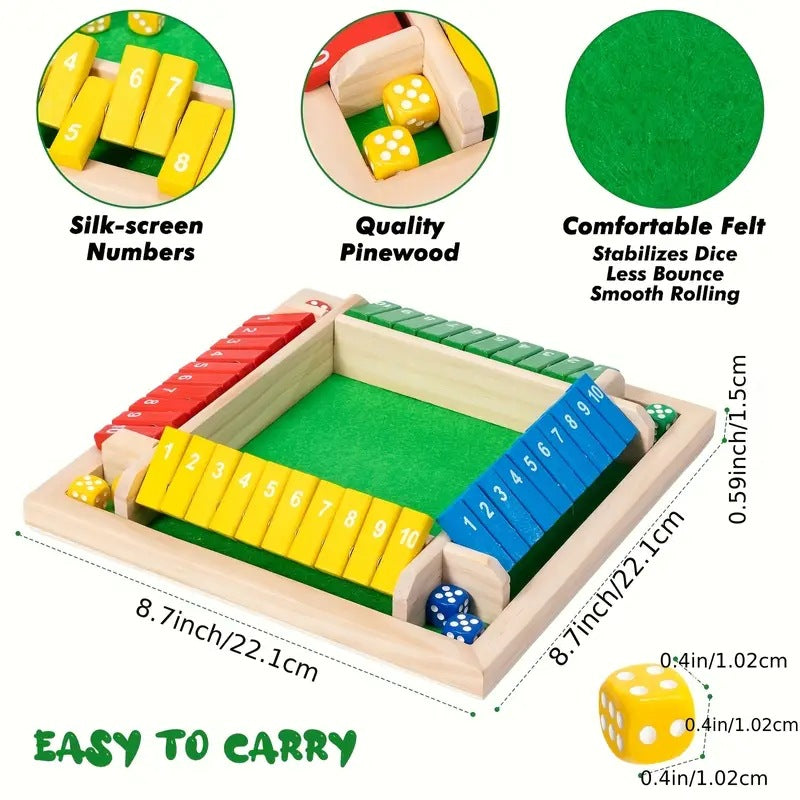 Wooden Shut the Box Dice Game
