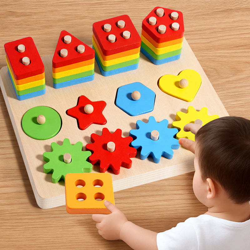 3-in-1 Wooden Geometric Matching Toy