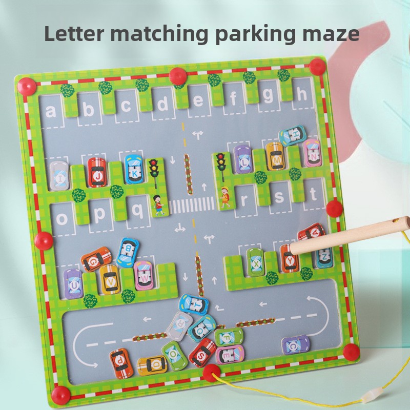 Wooden Magnetic Alphabet Maze Toy for Kids