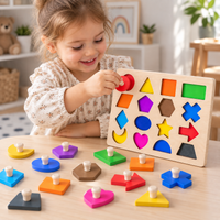 Wooden Magnetic Geometric Puzzle Board