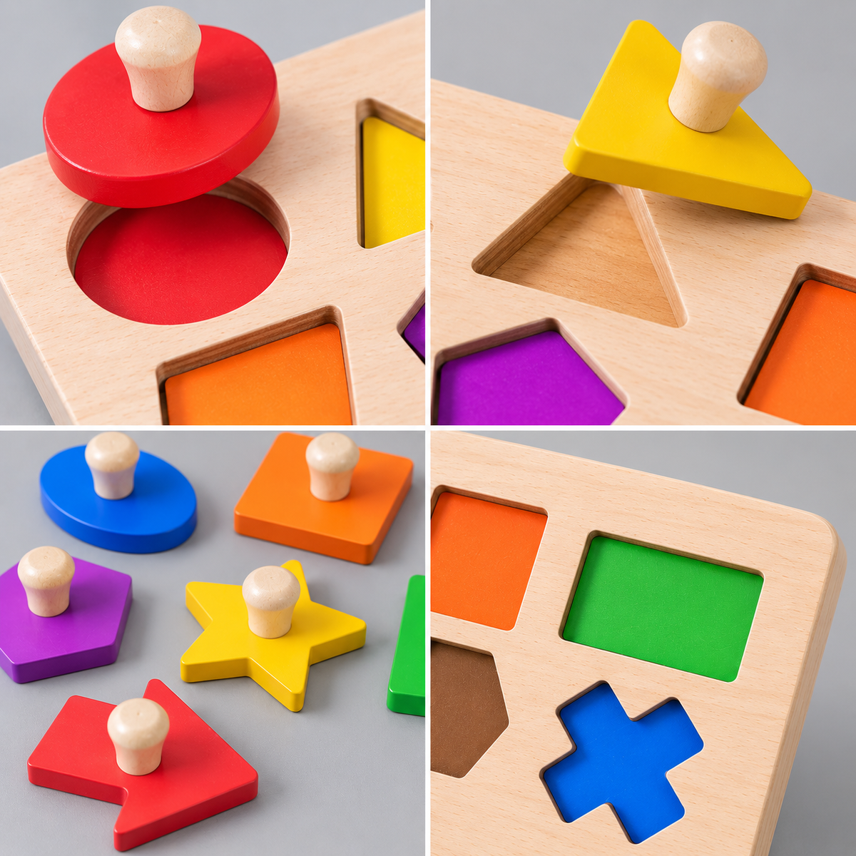 Wooden Magnetic Geometric Puzzle Board
