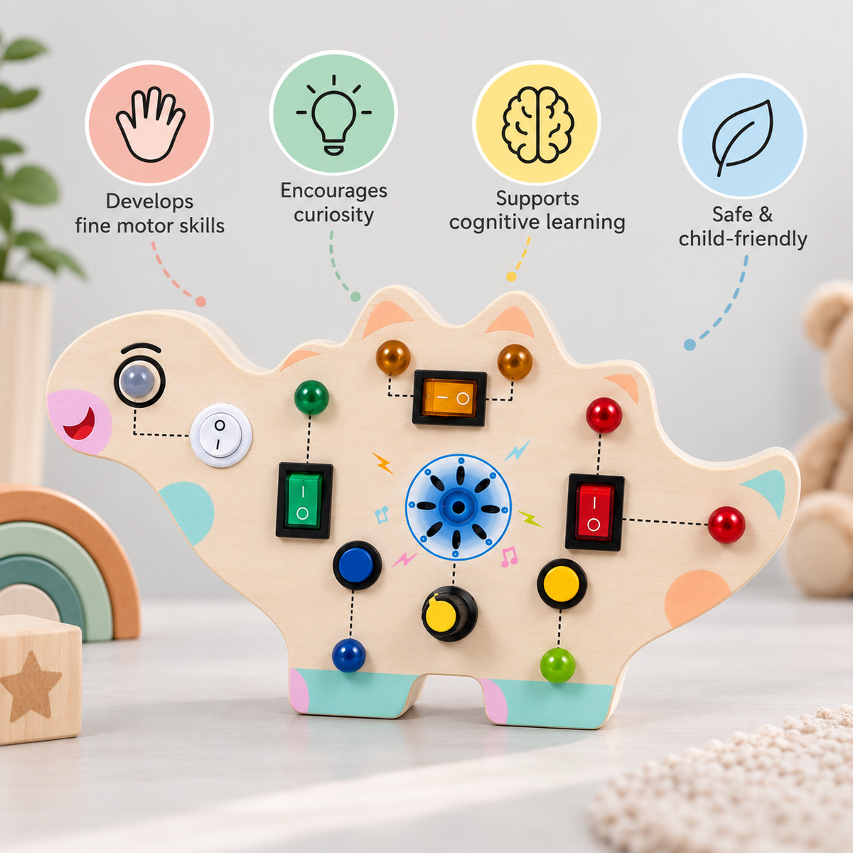 Wooden LED Animal Busy Board