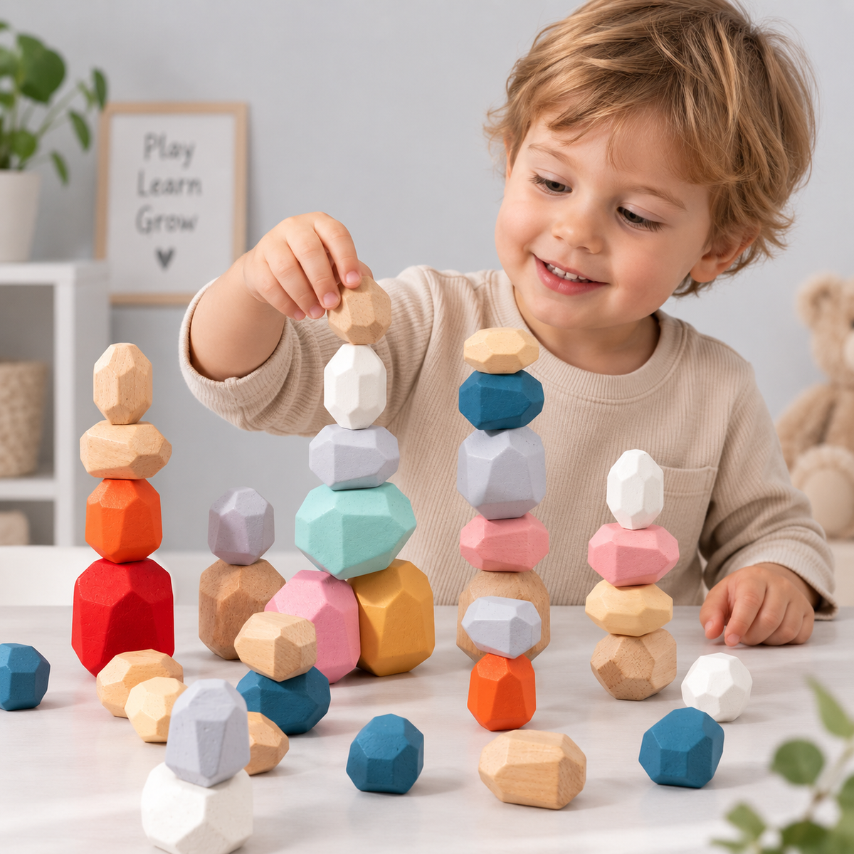 Wooden Stacking Balance Stones