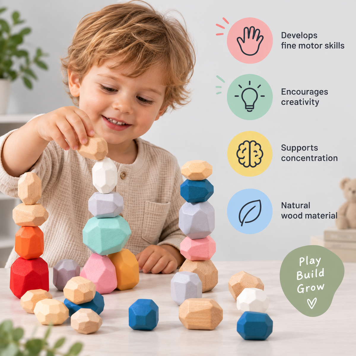 Wooden Stacking Balance Stones