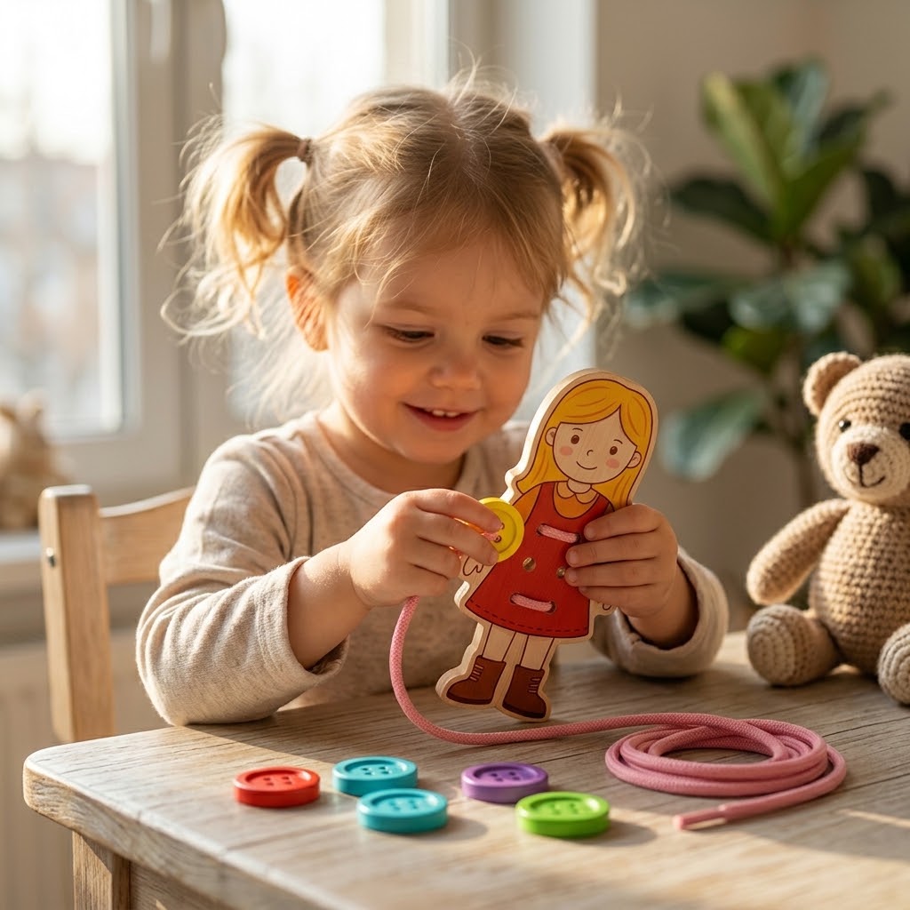 Wooden Lacing & Buttoning Practice Toy
