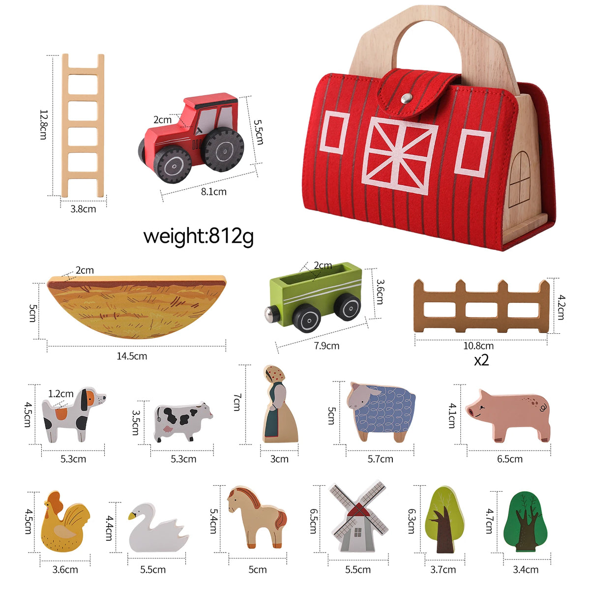 Portable Wooden Farm Barn Playset