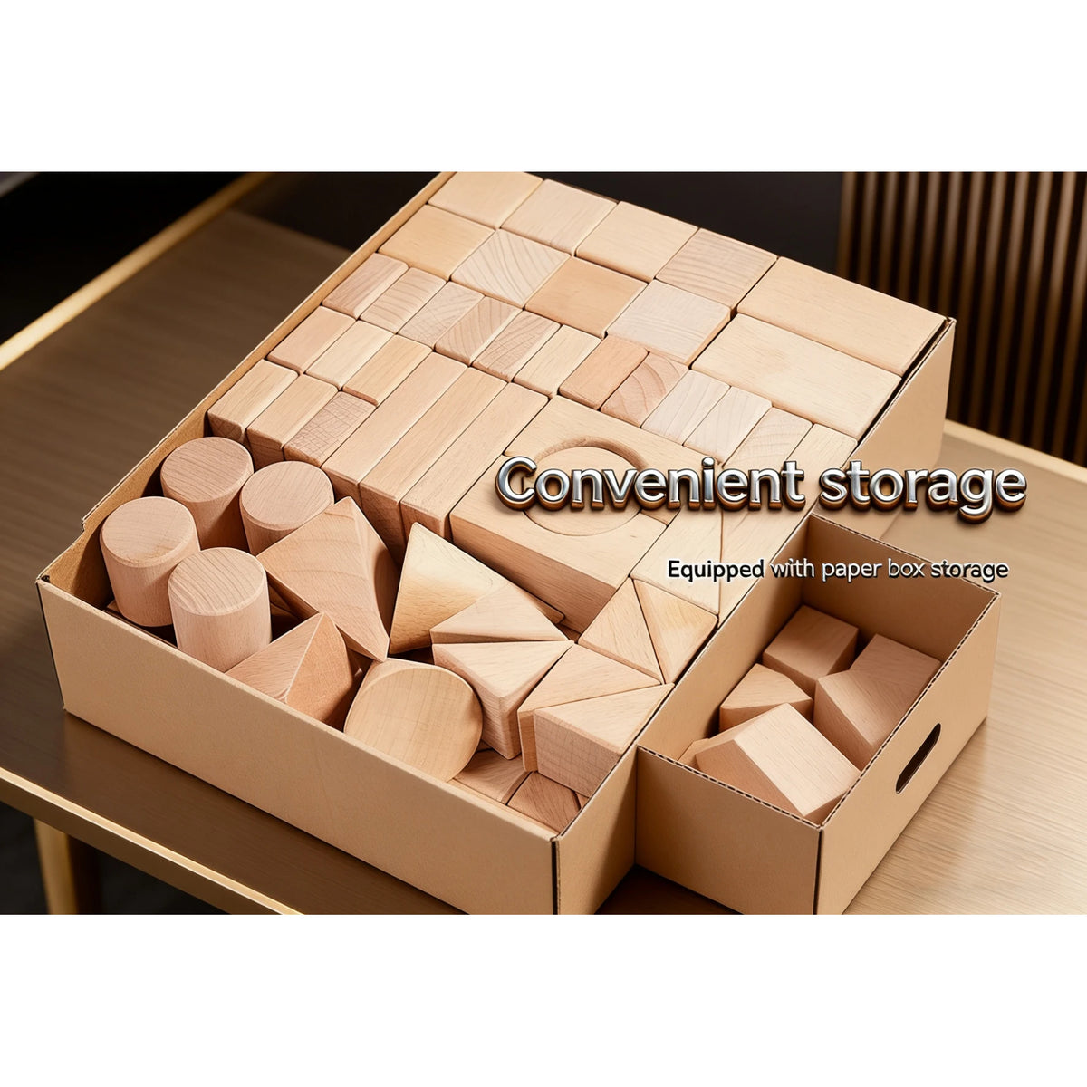 100 Pcs Beech Wood Building Blocks Set
