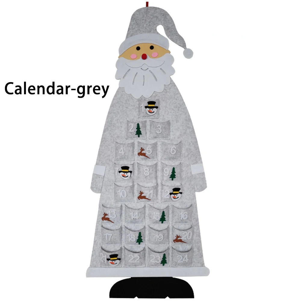 Felt Christmas Tree Advent Calendar with String Lights