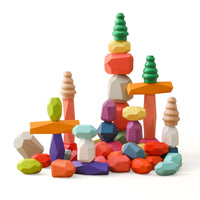 48Pcs Wooden Rainbow Balancing Stones