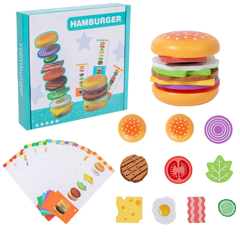 Montessori Wooden Hamburger Stacking Toy