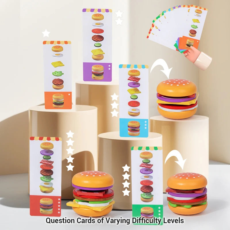 Montessori Wooden Hamburger Stacking Toy