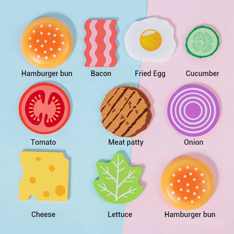 Montessori Wooden Hamburger Stacking Toy