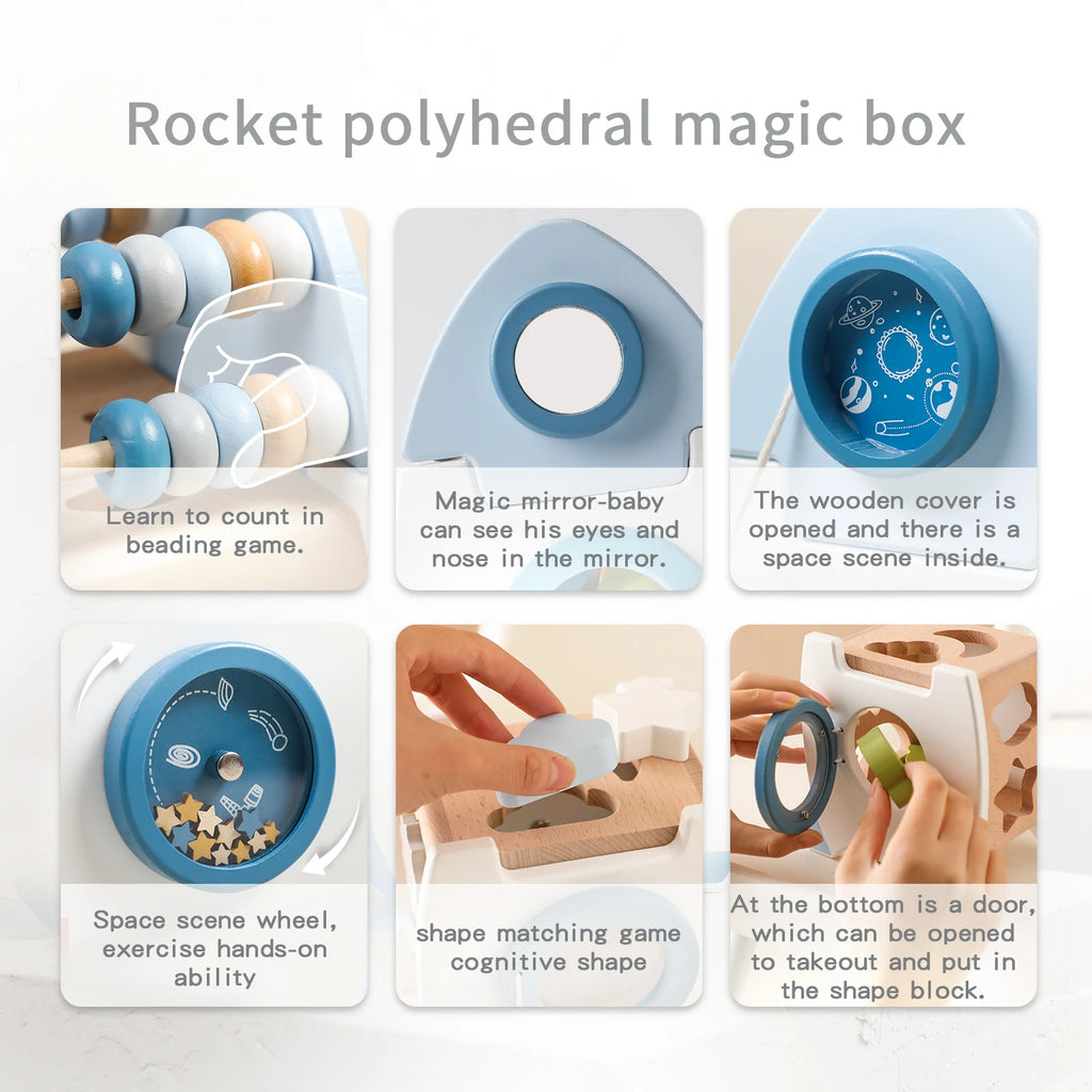 Wooden Rocket Activity Cube