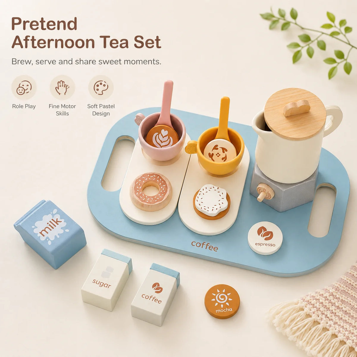 Wooden Kids Coffee & Tea Play Set