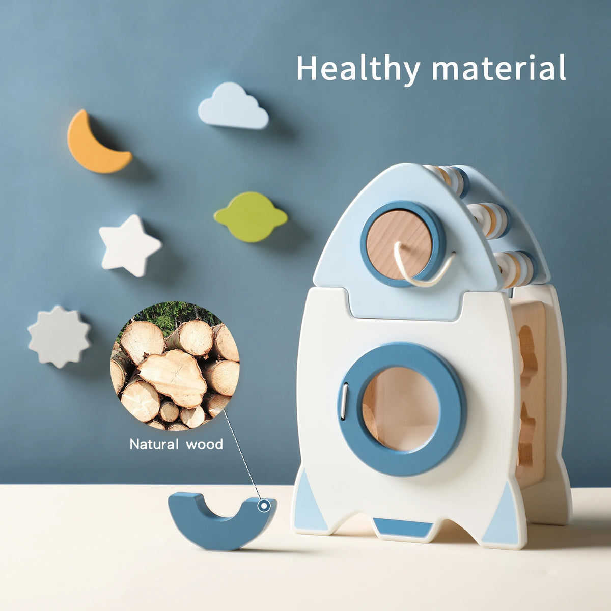 Wooden Rocket Activity Cube