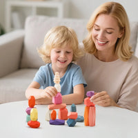 48Pcs Wooden Rainbow Balancing Stones