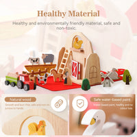 Portable Wooden Farm Barn Playset