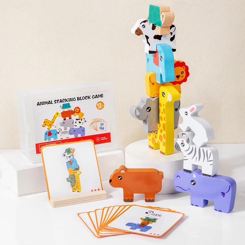 Wooden Animal Balance Stacking Game