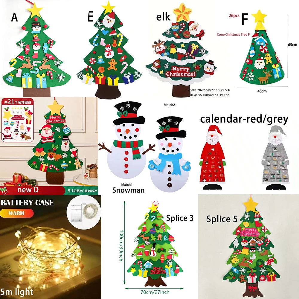Felt Christmas Tree Advent Calendar with String Lights