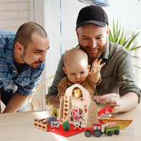 Portable Wooden Farm Barn Playset