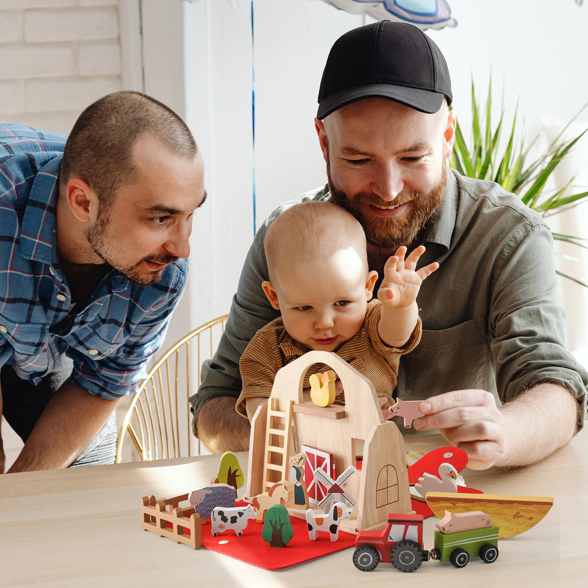Portable Wooden Farm Barn Playset