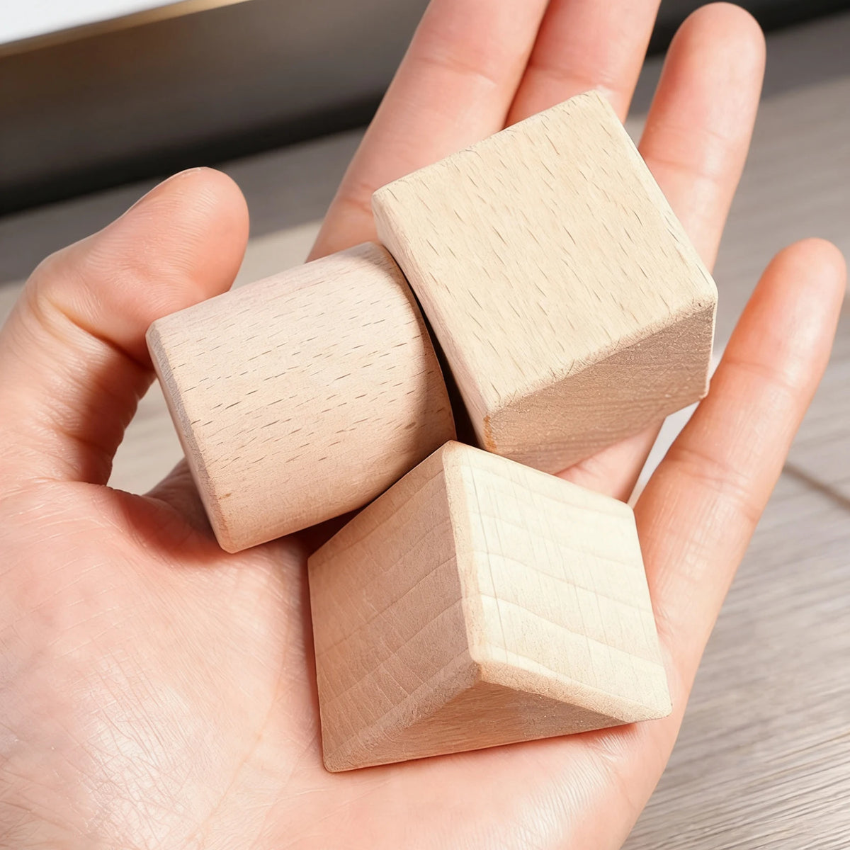 100 Pcs Beech Wood Building Blocks Set