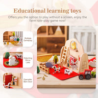 Portable Wooden Farm Barn Playset