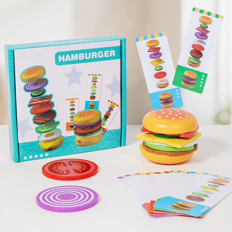 Montessori Wooden Hamburger Stacking Toy