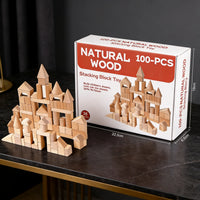 100 Pcs Beech Wood Building Blocks Set