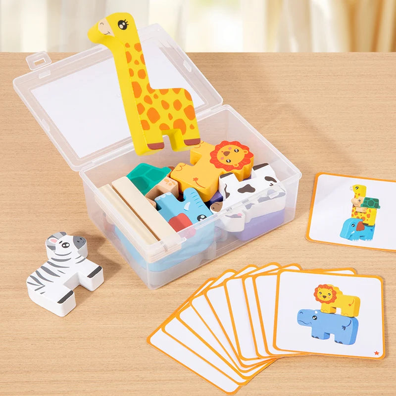 Wooden Animal Balance Stacking Game