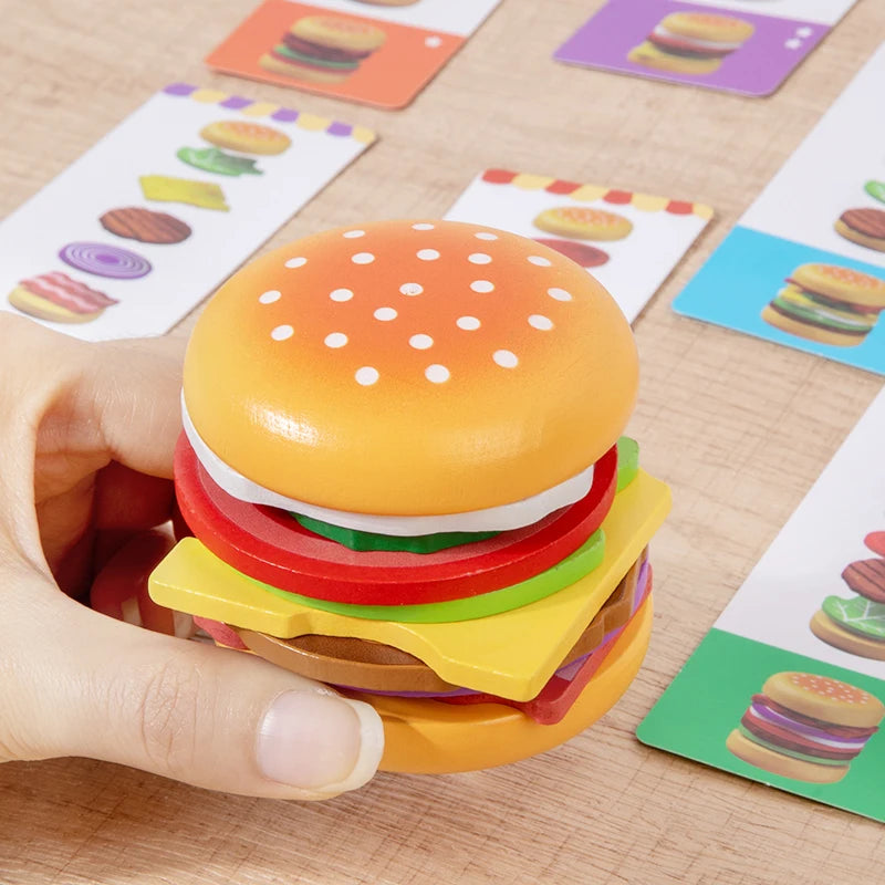 Montessori Wooden Hamburger Stacking Toy